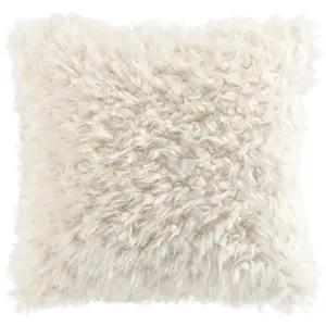 Coussin doux en imitation fourrure avec housse amovible Naturel 45x45 ... pas cher