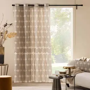 Comparateur de prix : Rideau à oeillets en polycoton avec motif métallisé coton noir 140 x