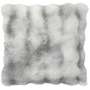 Coussin déhoussable fourrure gris 45 x 45 cm pas cher