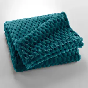 Plaid 125 x 150 cm Flanelle Relief Unie Mini Frosty Bleu pas cher