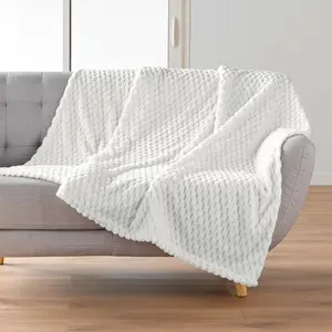 Plaid polaire cocooning 125x150 naturel Mini Frosty pas cher