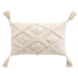 Douceur d'Intérieur Coussin déhoussable à pompons tufté inca 30x50cm pas cher