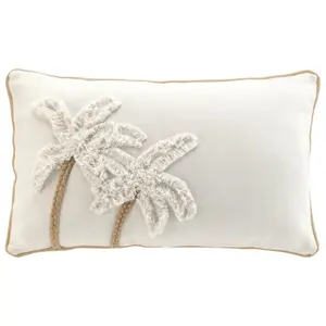 Douceur d'Intérieur Coussin déhoussable tufté motif palmier - 30x50cm - ecru 1612502-sans