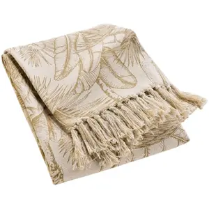 Comparateur de prix : Douceur d'Intérieur Housse de canapé avec motif de feuilles, dune, 125 x 150 cm