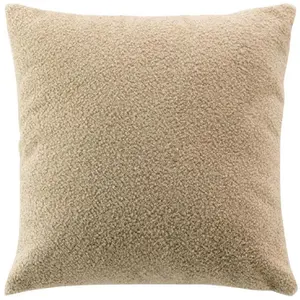 DOUCEUR D'INTERIEUR Coussin déhoussable en bouclette unie Beige 45x45 cm pas cher