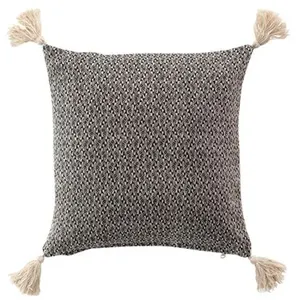 Coussin Déco à Pompons Junon 40x40cm NoirVendu paramazon