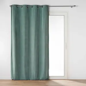 Douceur D'Intérieur - Rideau Tamisant En Velours Uni Sauge 135x260 Cm pas cher
