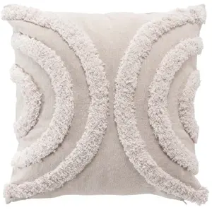 DOUCEUR D'INTERIEUR Coussin dehoussable 40 x 40 cm polycoton tufte Zita Naturel pas cher