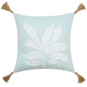 Coussin Déco Imprimé À Pompons "hera" 40x40cm Menthe pas cher
