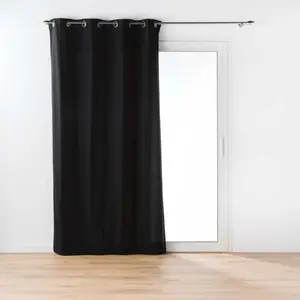 Rideau à Oeillets Coton Noir 135x260cm DOUCEUR D'INTERIEUR pas cher