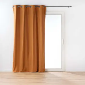 Rideau à oeillets 135 x 260 cm polycoton uni Twily Camel pas cher