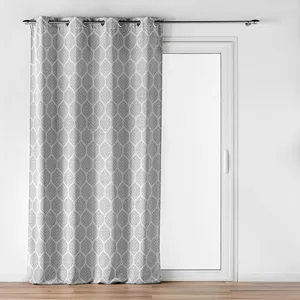 Douceur d'Intérieur, Rideau à Oeillets (140 x 260 cm) Loria Gris, Jacquard pas cher