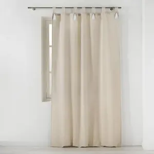 Comparateur de prix : Rideau a passants+pompon blanc 140 x 240 cm polycoton uni cyrine Sans
