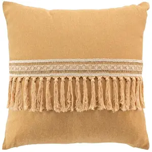 Comparateur de prix : Coussin Déhoussable À Pompons 'janara' - 45x45cm - Ocre