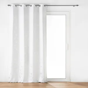 DOUCEUR D'INTÉRIEUR Rideau à Oeillets (140 x 260 cm) ECLAT Blanc, Occultant Imprimé Métallisé pas cher