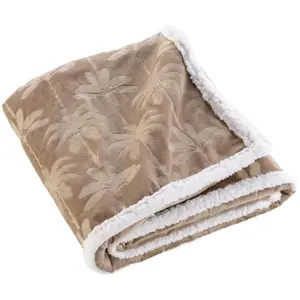 Comparateur de prix : Douceur d'Intérieur Plaid motif palmier 125x150cm - 125x150cm - Taupe