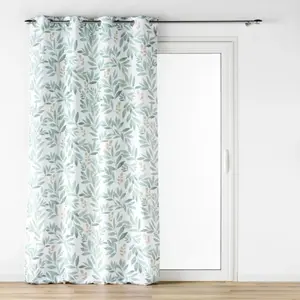 Rideau à Oillets Imprimé "Biovana" 140x280cm Vert & Blanc pas cher