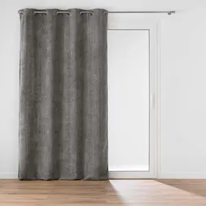 Rideau à oeillets velours chenille gris anthracite 140 x 260 cm pas cher