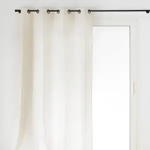 GENERIQUE Rideau à Oillets Effet Lin Tissé Logan 140x260cm Naturel pas cher