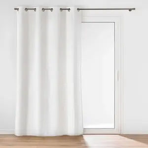 RIDEAU À ILLETS 140 x 260 CM VELOURS RELIEF SWING BLANC pas cher
