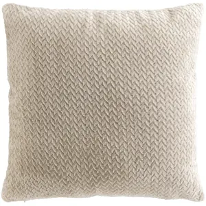 Comparateur de prix : Coussin Déco 45x45 cm   Flanelle Relief Unie   Déhoussable   Beige