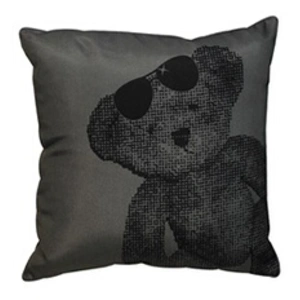 Paris Prix Lulu castagnette coussin polyester, lulu bear anthracite 40 x 40 pas cher