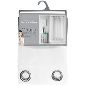 Douceur d'Intérieur Panneau a oeillets 140 x 240 cm voile uni voiline Blanc pas cher