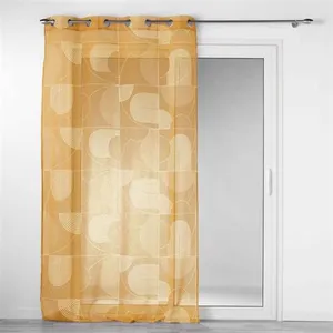Douceur d'Intérieur Voilage a oeillets 140 x 280 cm voile sablé imprimé Esquisse Camel pas cher
