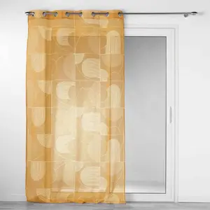 Comparateur de prix : Douceur d'Intérieur Voilage a oeillets 140 x 240 cm voile sablé imprimé Esquisse Camel