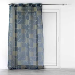 Douceur d'Intérieur Voilage a oeillets 140 x 240 cm imprimé metallisé Lineor Marine/or pas cher