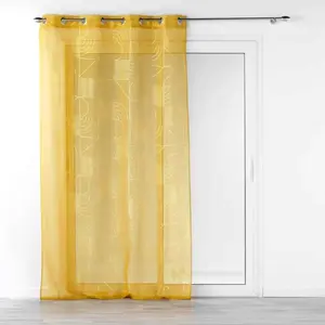 Comparateur de prix : Douceur d'Intérieur Rideau Voilage - Lineor - 140x240cm - Jaune -  illets - Synthétique