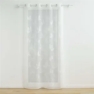 Comparateur de prix : Douceur d'Intérieur Voilage a oeillets 140 x 280 cm voile sablé brodé Berry Blanc