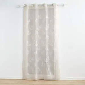 Comparateur de prix : Douceur d'Intérieur Voilage a oeillets 140 x 280 cm voile sablé brodé Berry Taupe