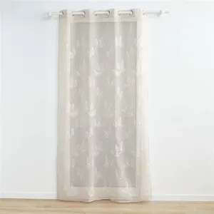 Comparateur de prix : Douceur d'Intérieur Bricoline - Voilage a oeillets 140 x 240 cm voile sablé brodé Berry Taupe