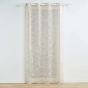 Douceur d'Intérieur Panneau a oeillets 140 x 280 cm voile tisse applique karla Taupe pas cher