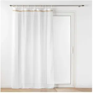 Douceur d'Intérieur Voilage à oeillets bois en voile tissé blanc - 140x240cm - Blanc pas cher