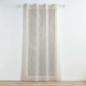 Comparateur de prix : Douceur d'Intérieur Voilage a oeillets 140 x 240 cm voile sablé brodé Galactee Taupe