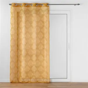 Comparateur de prix : Douceur d'Intérieur Voilage a oeillets 140 x 240 cm voile tissé appliqué Levita Ocre