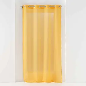 Douceur d'Intérieur Voilage petite hauteur 140 x 180 cm voile sablé Sandra Jaune pas cher