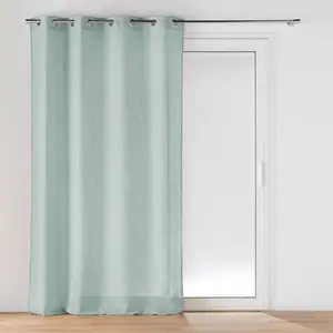 Douceur d'Intérieur Panneau a oeillets 140 x 280 cm effet lin tisse cloris Bleu pas cher