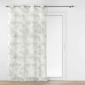Comparateur de prix : Douceur d'Intérieur Voilage a oeillets 140 x 280 cm effet lin tissé imprimé  Ginko Blanc