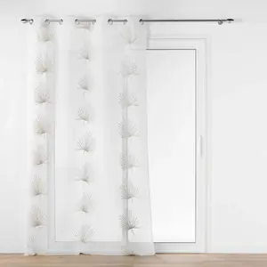 Comparateur de prix : Douceur d'Intérieur Voilage à oeillets brodé feuille lin voile sablé - 140x240cm - Blanc