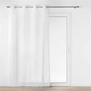 Comparateur de prix : Douceur d'Intérieur Voilage oeillets 140 x 240 cm voile sable brodé metallisé odessa Blanc
