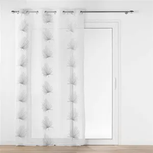 Comparateur de prix : Douceur d'Intérieur Bricoline - Voilage a oeillets 140 x 240 cm voile sablé brodé Palmaris Gris