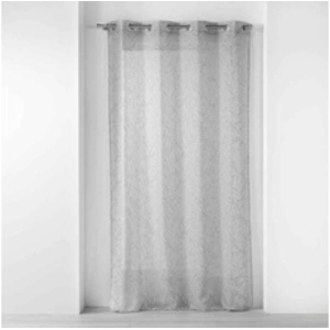 DOUCEUR D'INTÉRIEUR Panneau a oeillets 140 x 280 cm effet lin tisse imprime salome Gris pas cher
