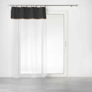 Douceur d'Intérieur Voilage à anneau 140 x 240 cm en polycoton sablé + jute Leana Noir pas cher