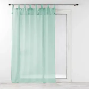 Douceur d'Intérieur Voilage à passants + pompons 140 x 240 cm polyester effet lin Dalila Sauge pas cher