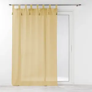 Comparateur de prix : Douceur d'Intérieur Voilage à passants + pompons 140 x 240 cm polyester effet lin Dalila Miel