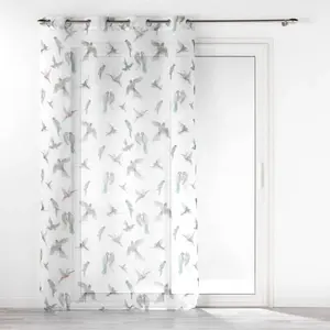 Comparateur de prix : Douceur d'Intérieur Rideau Voilage - Envolia - 140x240cm - Imprimé Oiseaux -  illets - Blanc