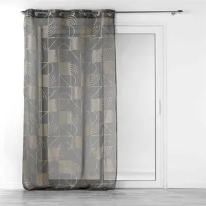 Douceur d'Intérieur Panneau a oeillets 140 x 280 cm voile sable imp. metallise lineor Anthracite/or